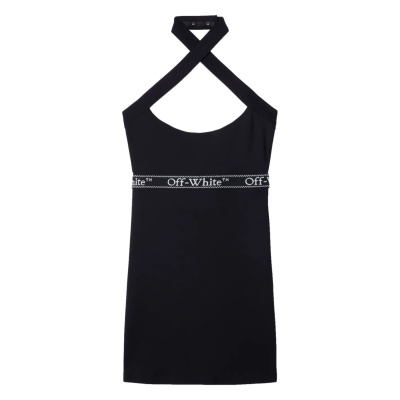 Off-White logo腰边交叉袢带迷你连衣裙<br />       4.4折 ¥3277