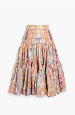 ZIMMERMANN 印花层叠真丝斜纹半身裙<br />       1.5折 $240（约1731.5元）