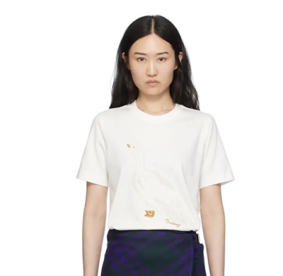 Burberry 白色T恤<br />       4.5折 $297（约2135.58元）