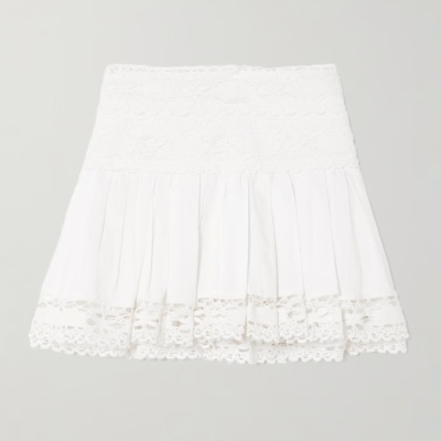 MARANT ÉTOILE Violana 褶饰蕾丝亚麻棉混纺迷你半裙<br />       4.3折 HK$1368.5（约1251.77元）
