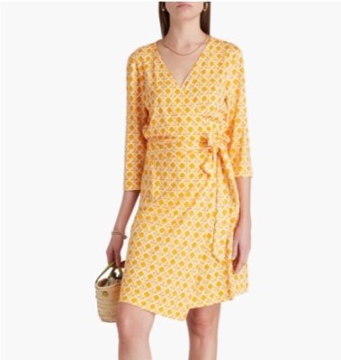 DVF New Julian 印花真丝针织裹身裙<br />       3.2折 $182.7（约1312.24元）