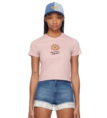 Maison Kitsune  粉色短款雏菊短袖<br />       4折 $62（约446.09元）