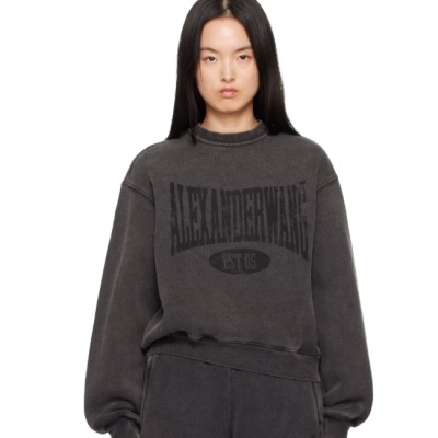 中站含税！alexanderwang.t 黑色 Distressed Logo 套头衫<br />       3.1折 $146（约1049.59元）