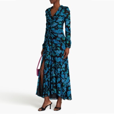 再降！DVF Sean 褶饰平纹针织超长连衣裙<br />       4折 $240（约1721.28元）