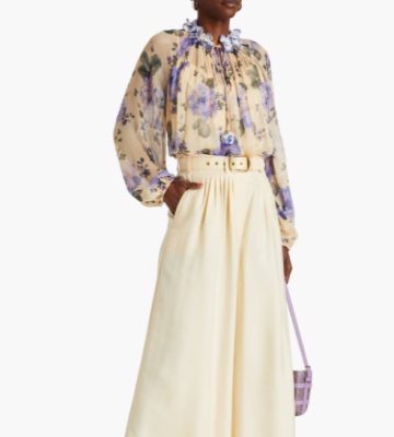ZIMMERMANN 缀饰花卉印花真丝绉布衬衫<br />       4折 $260（约1872.13元）