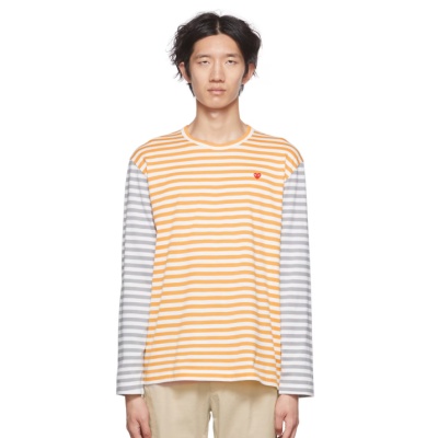 Comme des Garçons Play 灰色 & 黄色 Heart 长袖 T 恤<br />       $140（约998.79元）