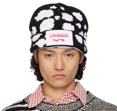 Charles Jeffrey LOVERBOY 黑色 & 白色 Loverboy 毛线帽<br />       4.7折 $56(约400.22元)