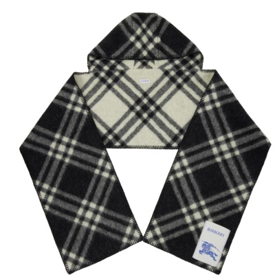 Burberry 黑色 & 灰白色 Check Hooded 围巾<br />       7.5折 $787.5（约5623.14元）