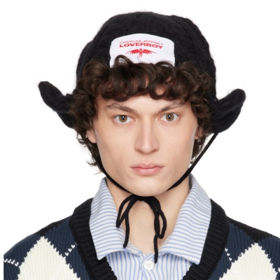中站含税!Charles Jeffrey LOVERBOY 黑色 Chunky Aviator 毛线帽<br />       3.1折 $84(约599.97元)