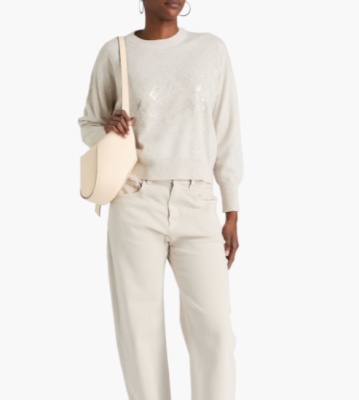 BRUNELLO CUCINELLI 亮片装饰羊毛羊绒及真丝混纺毛衣<br />       3.5折 $945(约6738.61元)