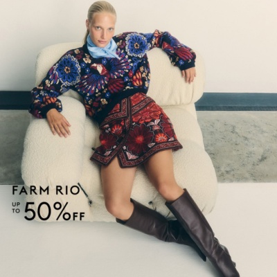 THE OUTNET 美站：Farm Rio 秋冬热带风特惠 针织开衫$95 嵌花连衣裙$99<br />       低至5折