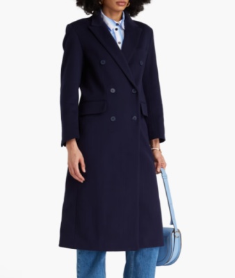 MAJE 双排扣拉绒羊毛混纺毛呢大衣<br />       5折 $398（约2842.48元）