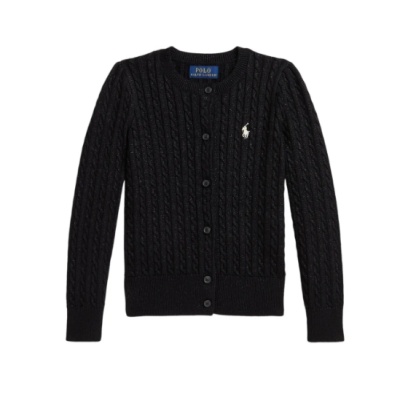 Polo Ralph Lauren 拉夫劳伦大童款黑色针织绞花开衫<br />       7.2折 ¥981.6