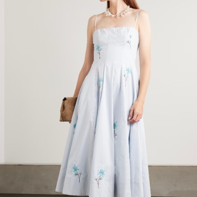 STAUD Wylie 蓝色花卉印花吊带连衣裙<br />       5.1折 HK$2385.95（约2172.17元）