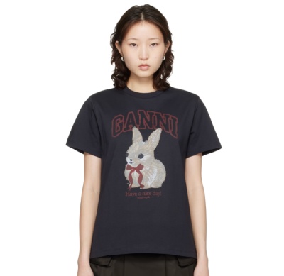 Ganni  Black Bunny T恤 黑色<br />&nbsp;&nbsp;&nbsp;&nbsp;&nbsp;&nbsp;&nbsp;8.5折&nbsp;$93.5（约647.87元）