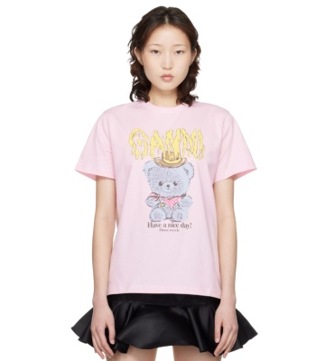 GANNI 粉色 Basic Cotton Jersey Cowboy Bear Print T 恤<br />&nbsp;&nbsp;&nbsp;&nbsp;&nbsp;&nbsp;&nbsp;8.5折&nbsp;$93.5（约648.43元）