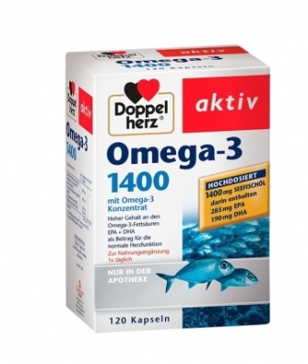 Doppelherz 双心 Omega-3高浓缩深海鱼油1400mg胶囊120粒<br />&nbsp;&nbsp;&nbsp;&nbsp;&nbsp;&nbsp;&nbsp;6.7折&nbsp;€19.3（约154.62元）