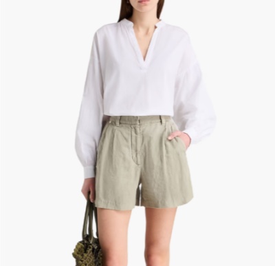 BRUNELLO CUCINELLI 棉麻混纺褶皱短裤<br />&nbsp;&nbsp;&nbsp;&nbsp;&nbsp;&nbsp;&nbsp;5折&nbsp;$725（约4913.69元）