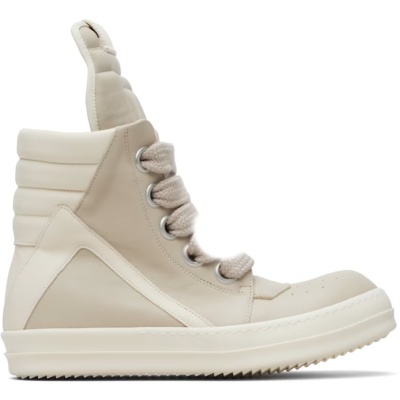 RICK OWENS 灰白色 Temple Jumbolace Geobasket 高帮运动鞋<br />&nbsp;&nbsp;&nbsp;&nbsp;&nbsp;&nbsp;&nbsp;7.7折&nbsp;$1059（约7157.57元）