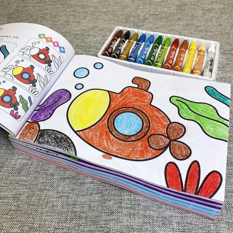 【券后价:5元】 幼儿园儿童入门涂鸦绘画本图画册填色本