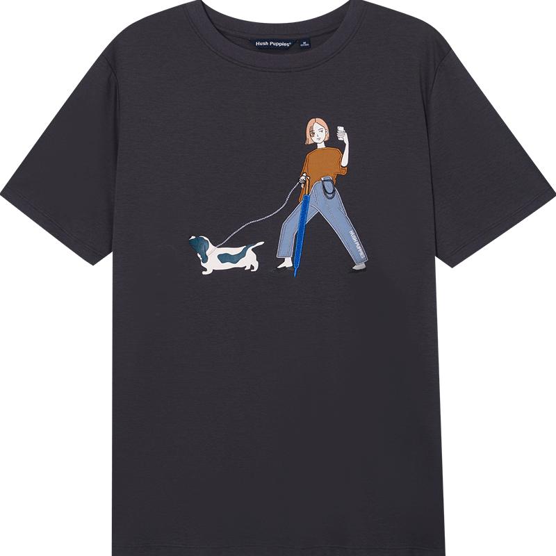 【券后价:349元】 暇步士女装纯棉趣味印花宽松短袖T恤 - Hush Puppies服饰旗舰店