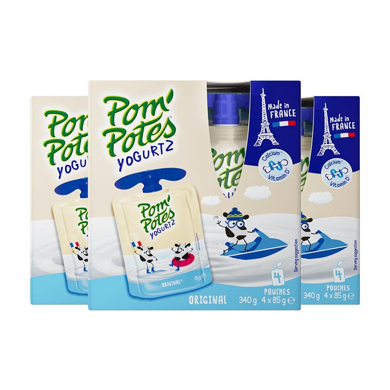 【券后价:74元】 pompotes法优乐儿童酸奶吸吸袋原味85g*12 - pompotes海外旗舰店