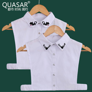 quasar韩版假领子水钻刺绣假女衬衣