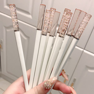 琥珀樱花高端个性防滑日式合金筷