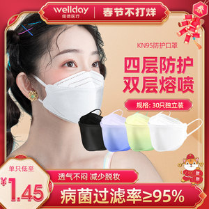 wellday一次性鱼型kn95防护口罩