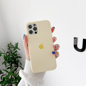 奶油黄iphone12液态硅胶苹果手机壳