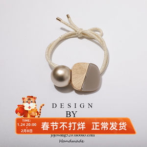 几何拼色~斜边冷淡风手工韩国头绳