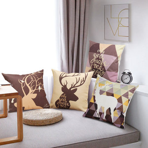 沙发客厅北欧风格ins床头鹿抱枕