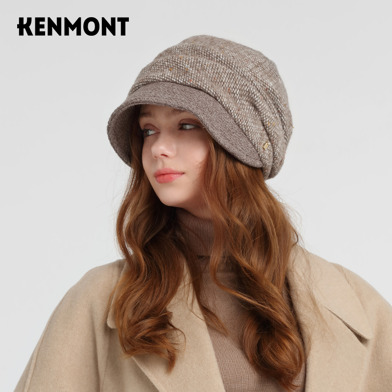 【券后价:178元】 卡蒙kenmont时尚韩版加绒毛线针织堆堆帽女 - kenmont旗舰店