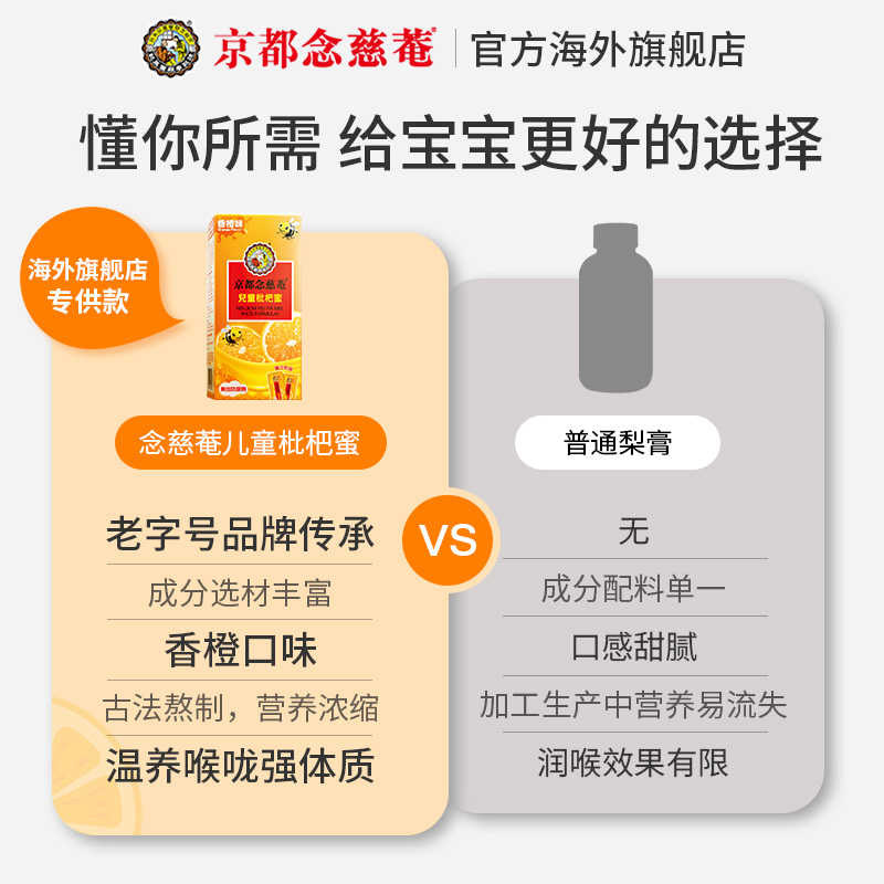 【券后价:58.9元】 京都念慈蓭儿童枇杷蜜1盒 - 京都念慈庵海外旗舰店