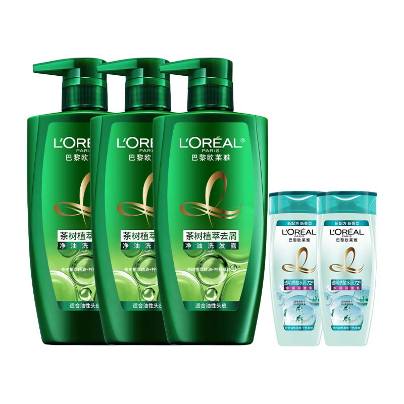 【券后价:104.9元】 欧莱雅茶树洗发露500ml*3+100ml*2 - 天猫超市