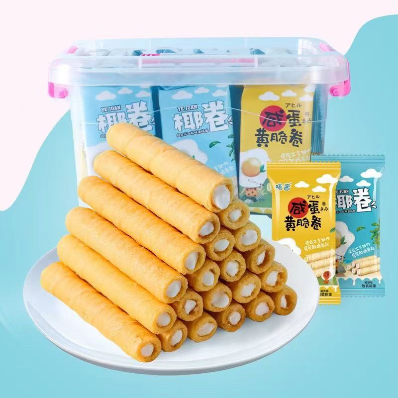 【券后价:5.9元】 【签到+黑盒】椰奶味夹心蛋卷225g - 昔亿堂食品专营店