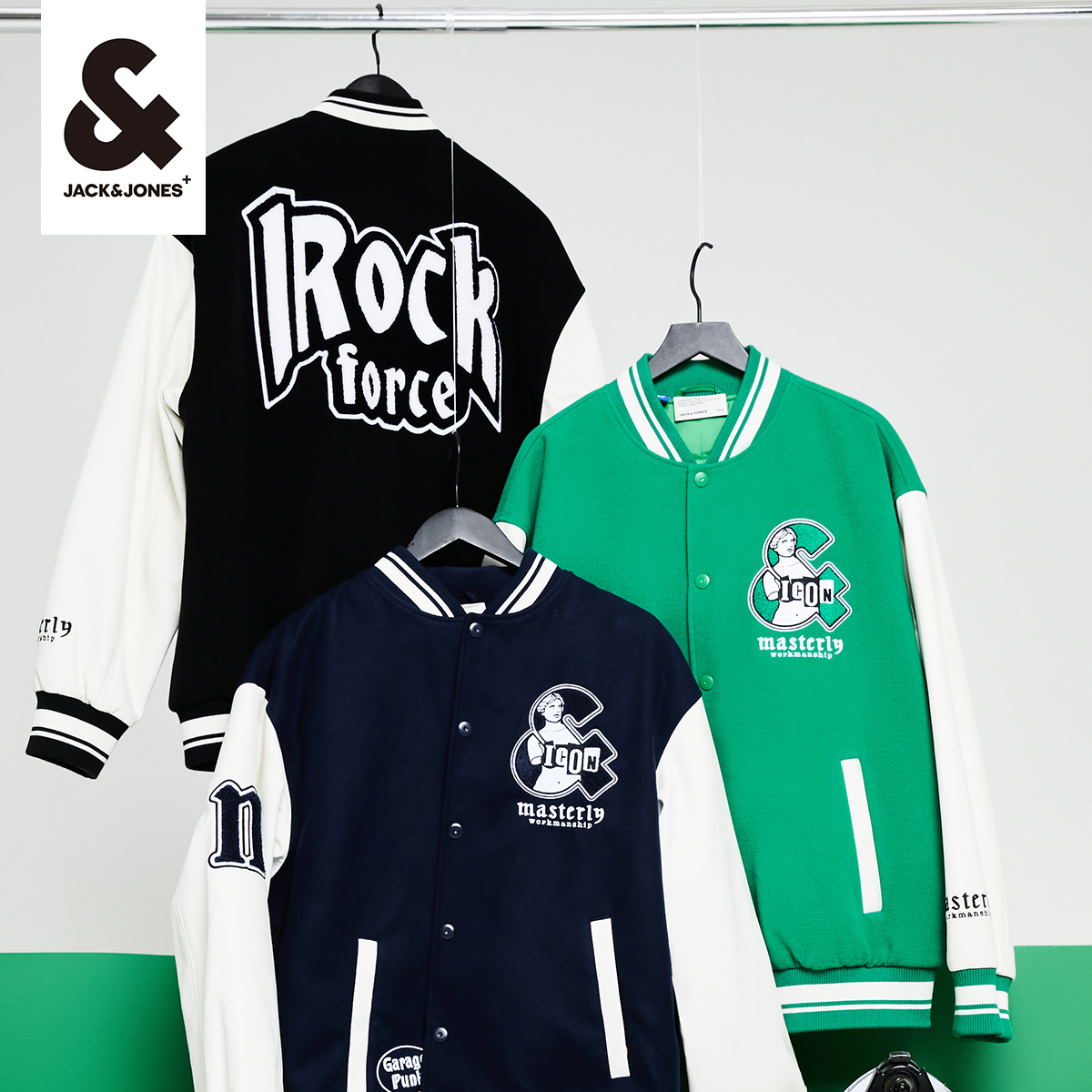 【券后价:399元】 【杰克琼斯】拼接PU仿皮棒球领棉服外套 - JackJones官方旗舰店