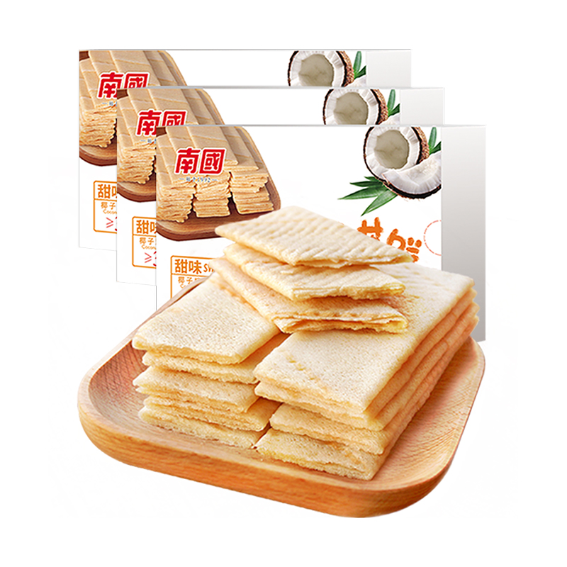 【券后价:21.9元】 南国海南椰香薄饼160g*3盒 - 天猫超市