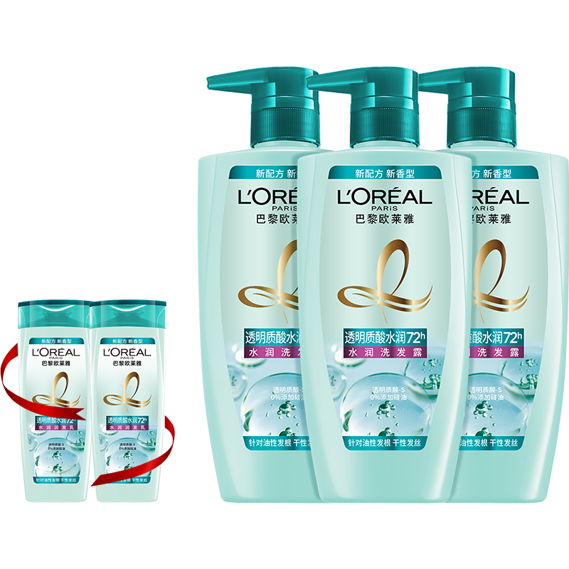 【券后价:89.9元】 欧莱雅透明质酸水润洗发露500ml*3 - 天猫超市