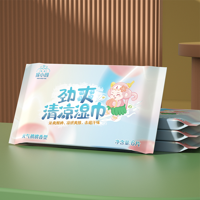 【券后价:6.1元】 黑盒+签到！猴小颜冰感桃子味降温湿巾3包