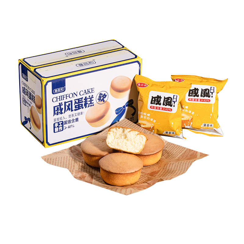 【券后价:7.9元】 【黑盒+签到】戚风蛋糕早餐面包整箱300g