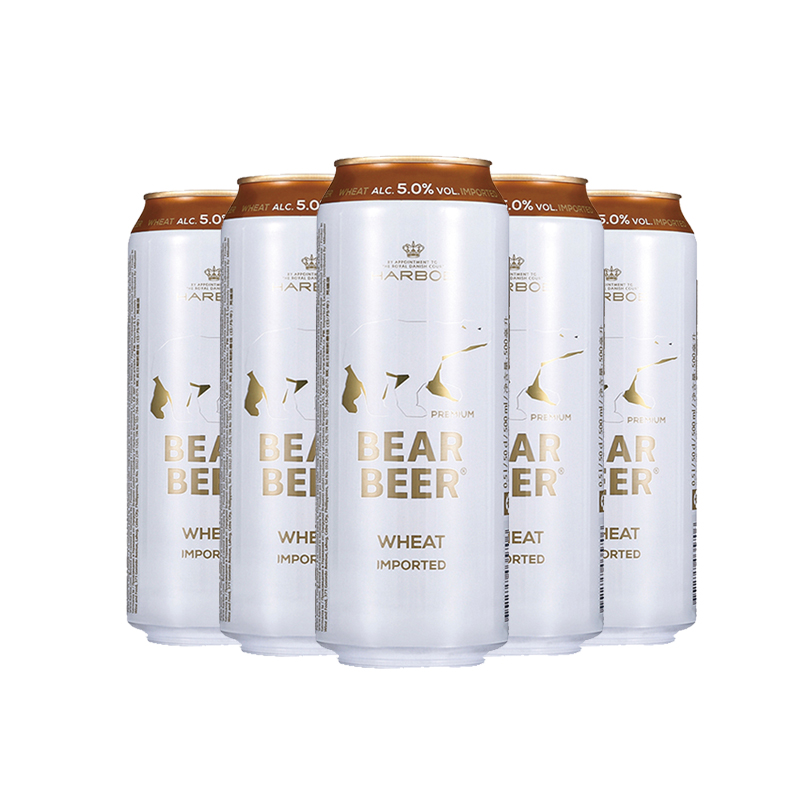 【券后价:19.9元】 【500ml*5罐】豪铂熊小麦啤酒 - 新洲福德酒类专营店