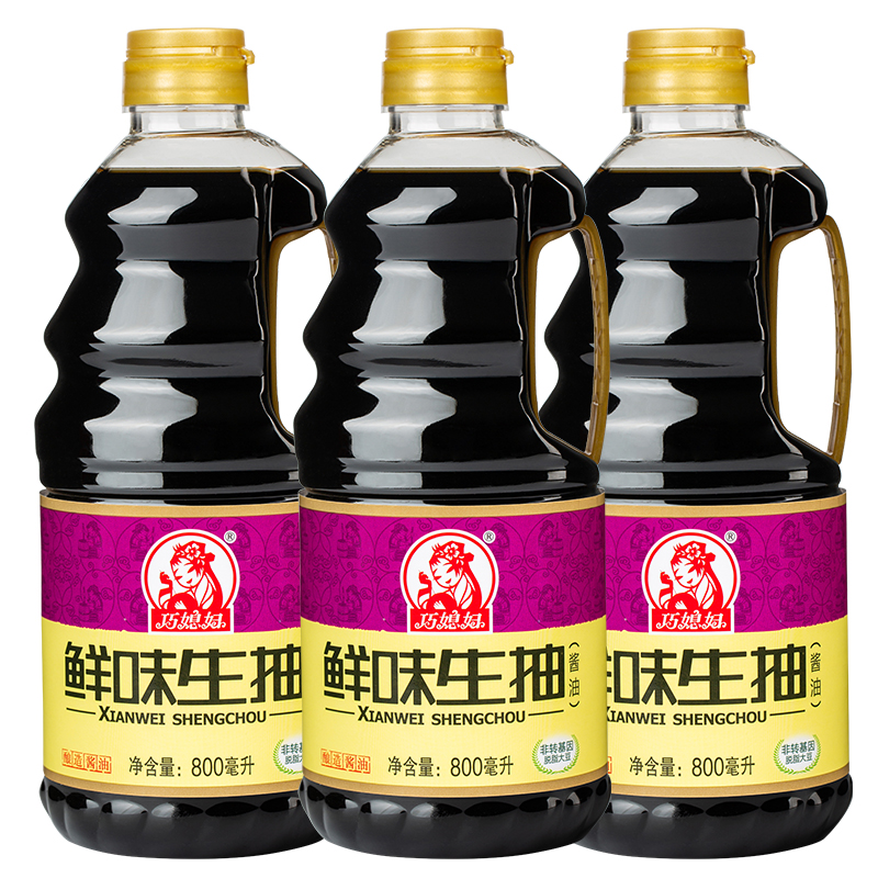 【券后价:15.8元】 【巧媳妇】鲜味生抽调料酱800ml*3桶 - 巧媳妇食品旗舰店