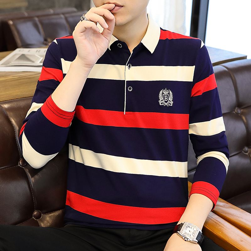 【券后价:69元】 男士长袖t恤翻领polo纯棉打底衫上衣服 - SXRT旗舰店