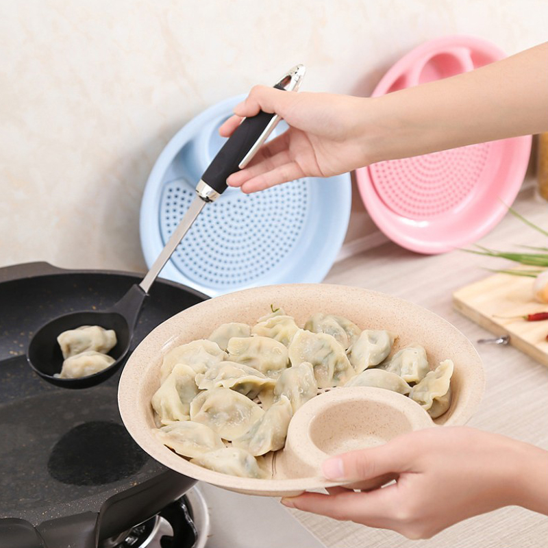 【券后价:9.9元】 圆形饺子盘水饺盘双层沥水2个装 - 巾品天下