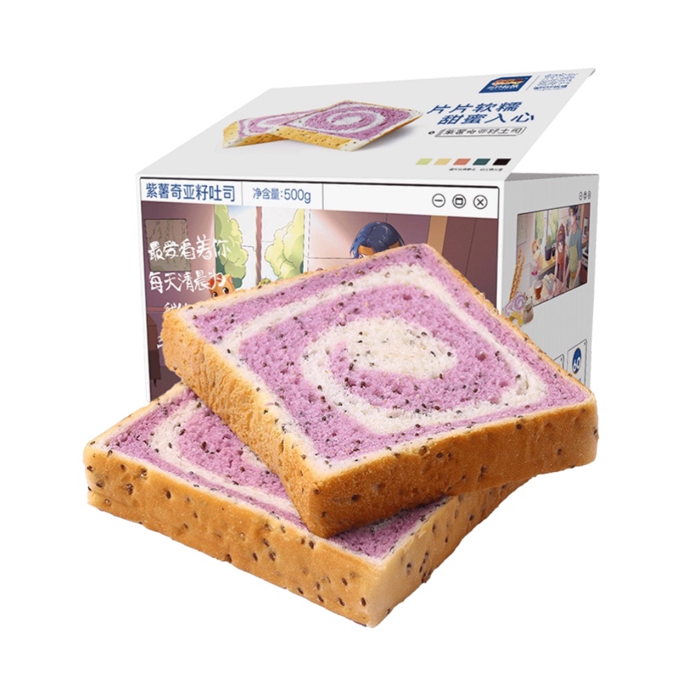 【券后价:13.9元】 【三只松鼠】紫薯奇亚籽吐司500g - 天猫超市