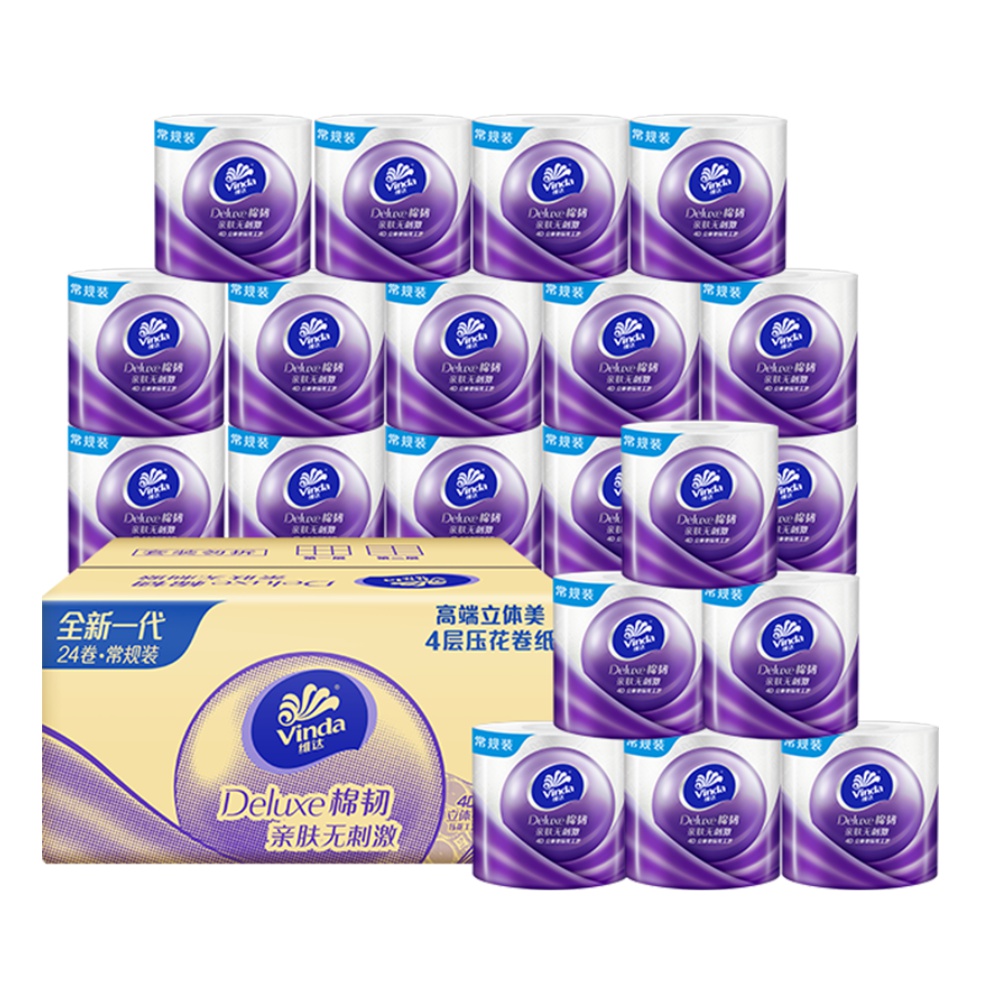 【券后价:39.9元】 维达棉韧立体美有芯卷纸4层125克24卷 - 天猫超市