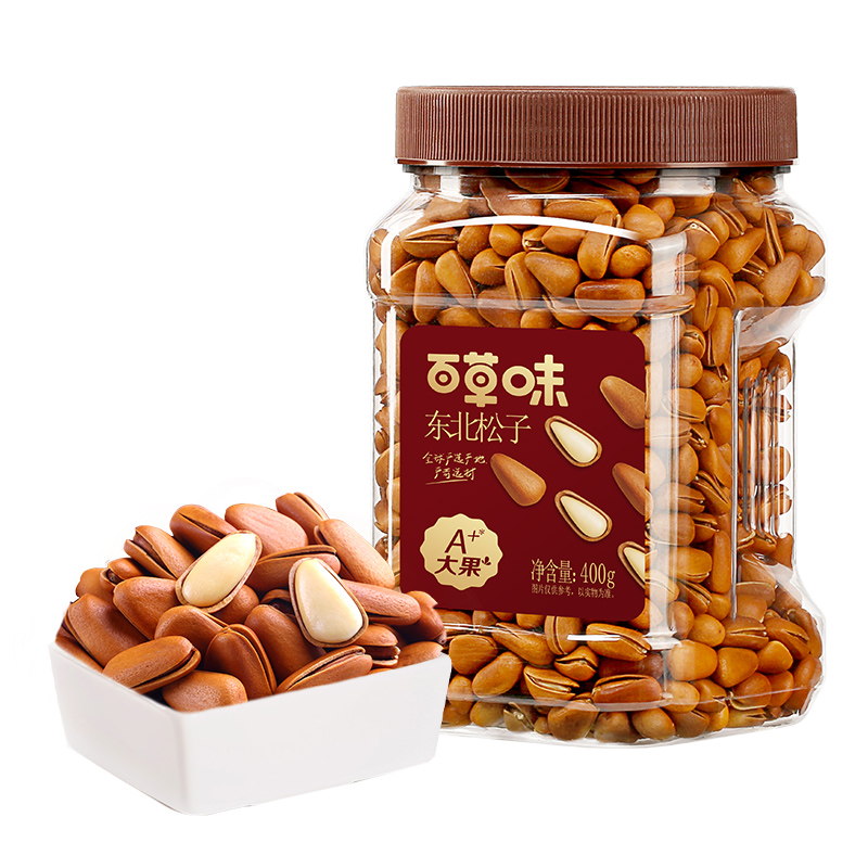 【券后价:24.9元】 包邮！百草味罐装坚果东北松子400g - 天猫超市