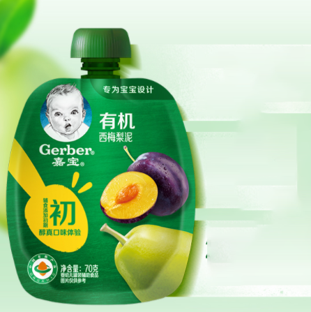 【券后价:39.4元】 拍4！嘉宝婴儿辅食西梅菠菜梨果泥70g*4袋 - gerber嘉宝旗舰店