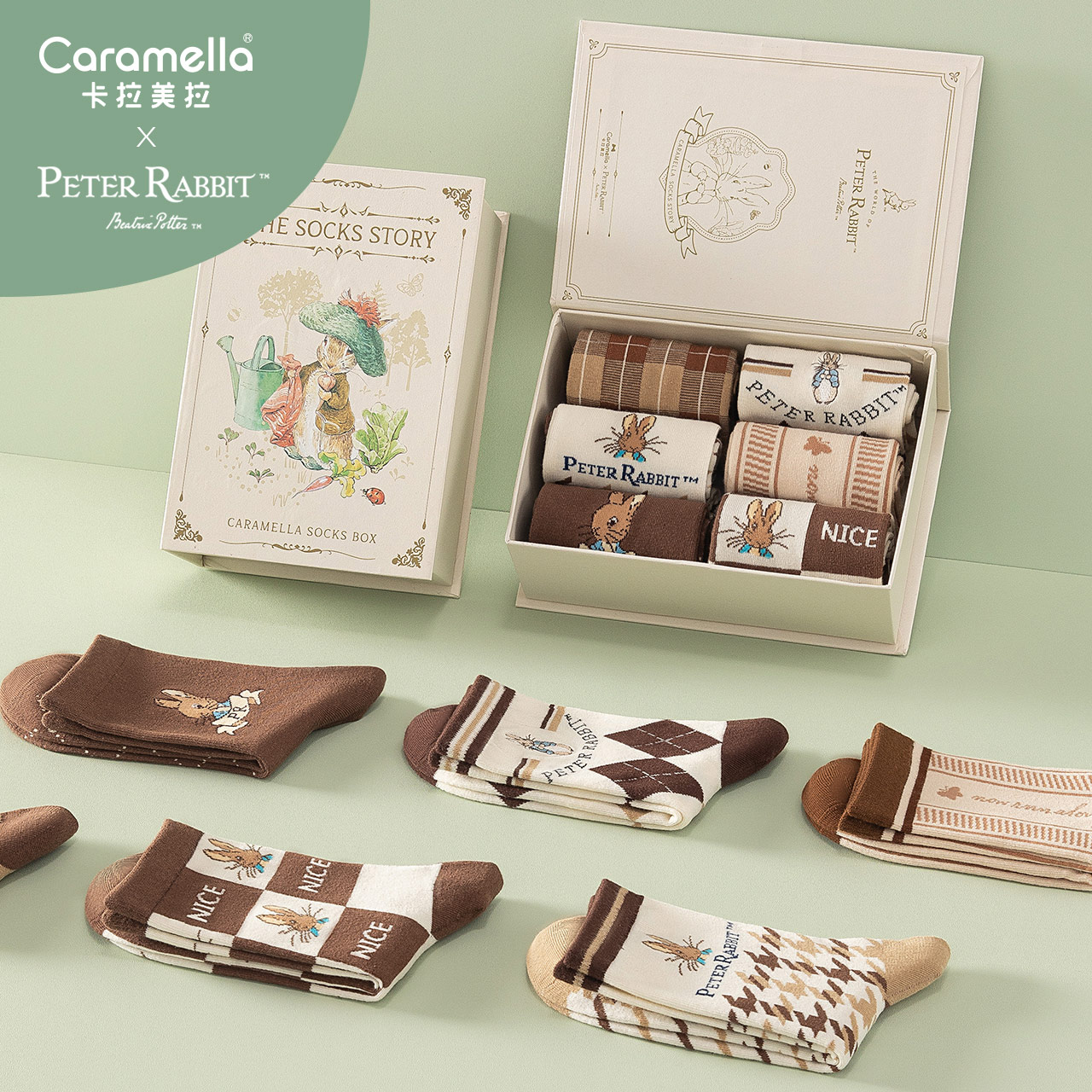 【券后价:61.91元】 caramella&比得兔联名款学院风袜子女6双装 - caramella服饰旗舰店